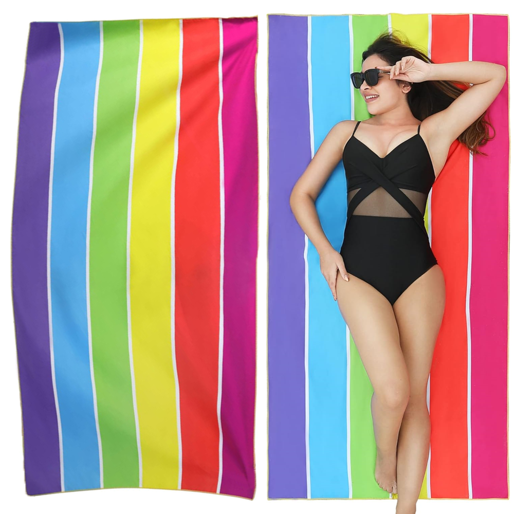 Beach Towel Striped Extra Large Microfibre Travel Towel - MOSKBITE