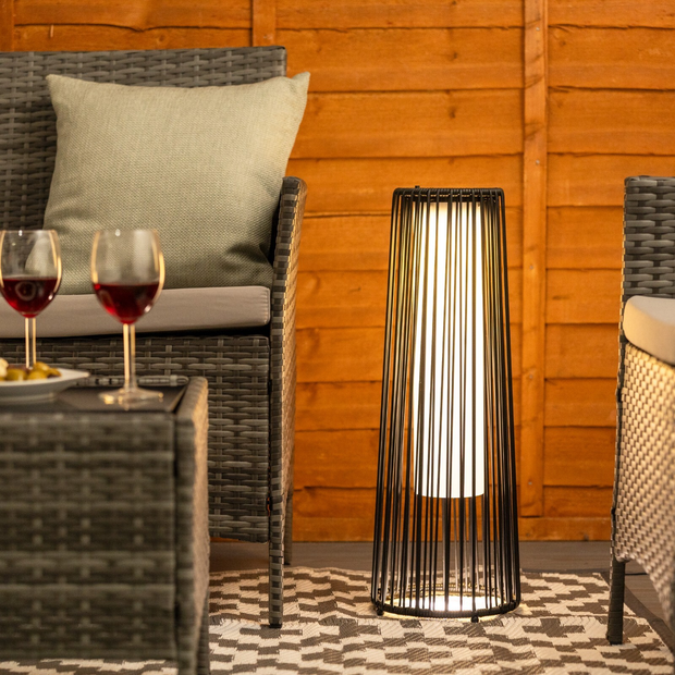 outdoor lighting for Garden Solar Powered Black Rattan Garden Light - MOSKBITE