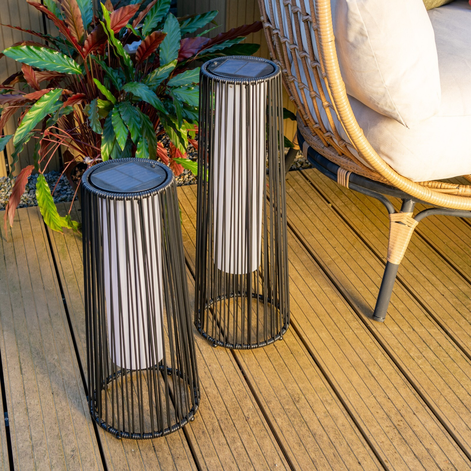outdoor lighting for Garden Solar Powered Black Rattan Garden Light - MOSKBITE