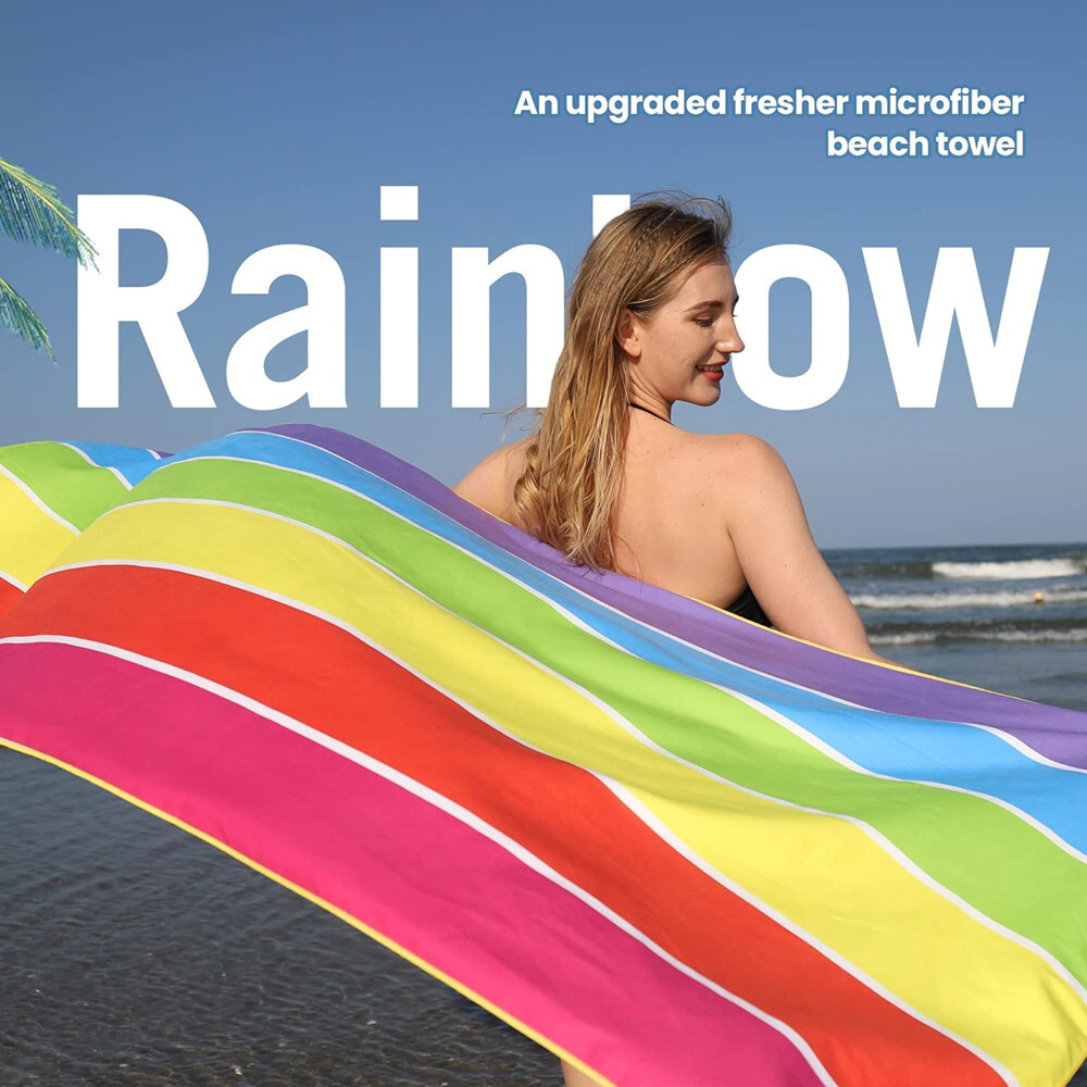 Beach Towel Striped Extra Large Microfibre Travel Towel - MOSKBITE