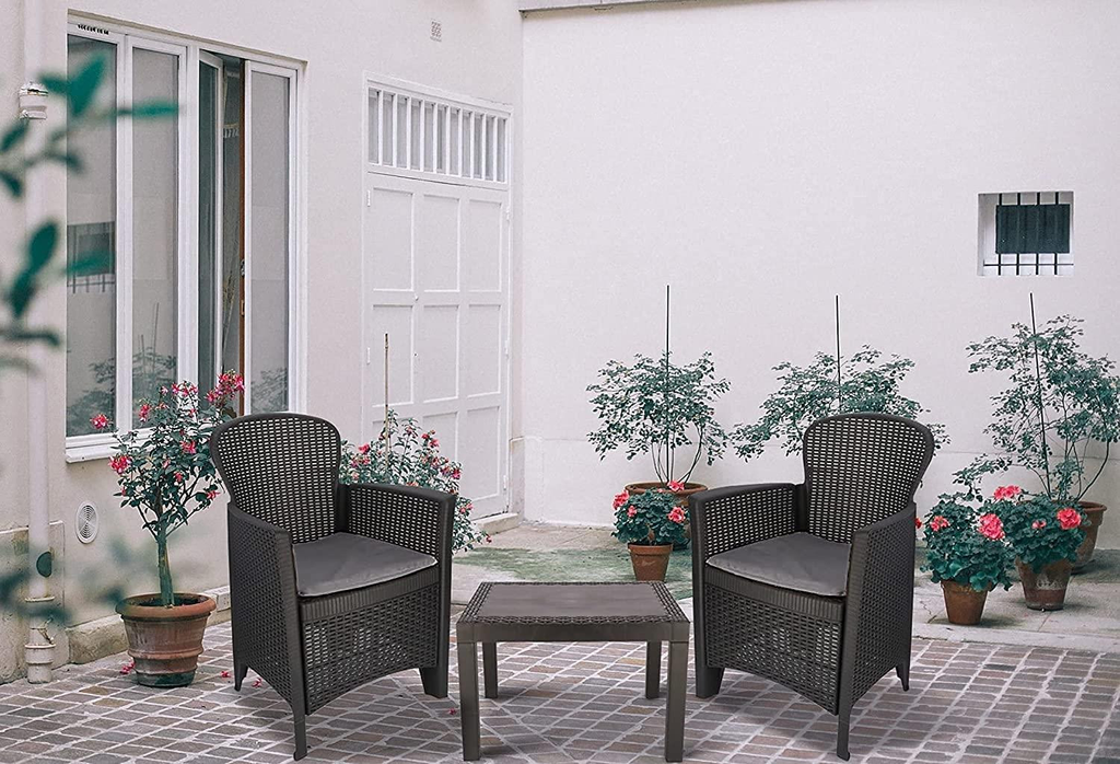 Patio Furniture Table and Chairs 3 Piece Grey - MOSKBITE