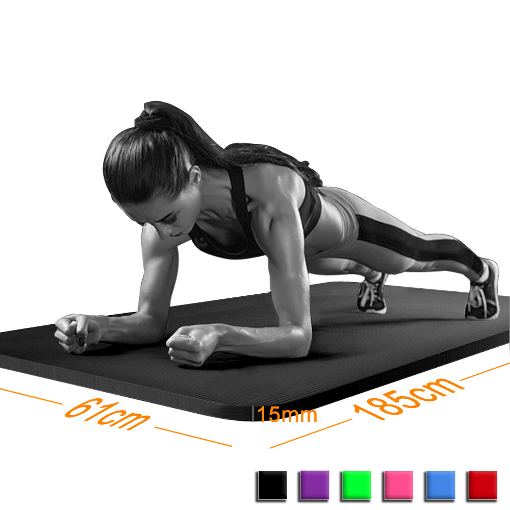 Yoga Mat 15mm Thick Gym Exercise Fitness Pilates Workout Mat - MOSKBITE