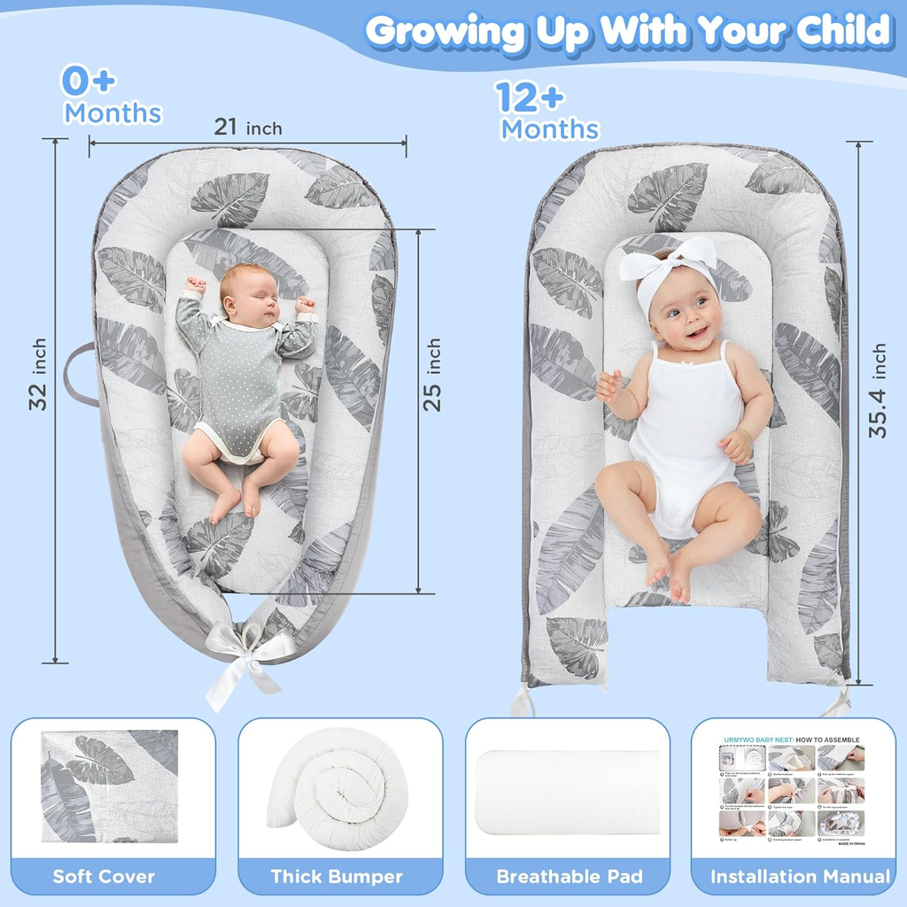 Baby nest Baby Essentials for Newborn Baby Lounger 35 x 10 x 30 cm - MOSKBITE