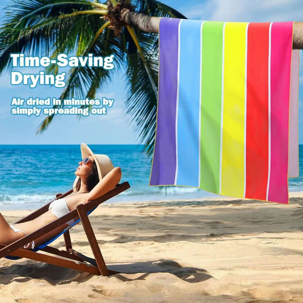 Beach Towel Striped Extra Large Microfibre Travel Towel - MOSKBITE