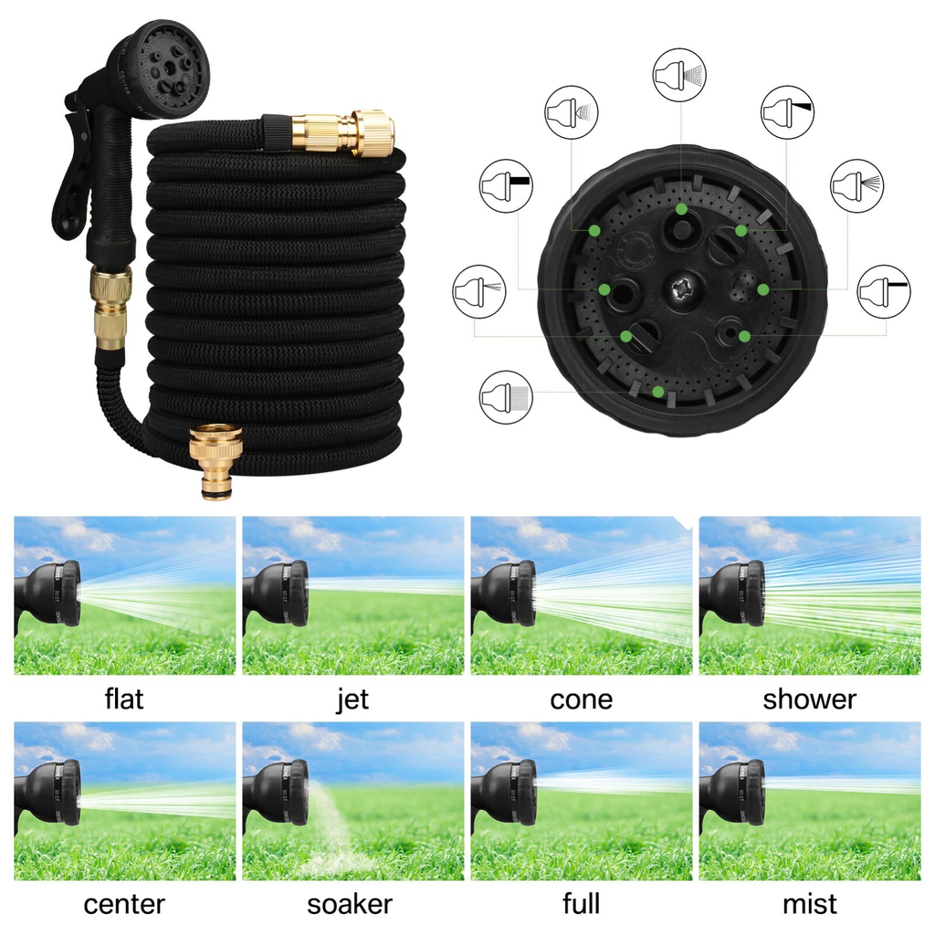 Heavy Duty Expandable Flexible Garden Expanding Hose Pipe With Spray Gun Water - MOSKBITE