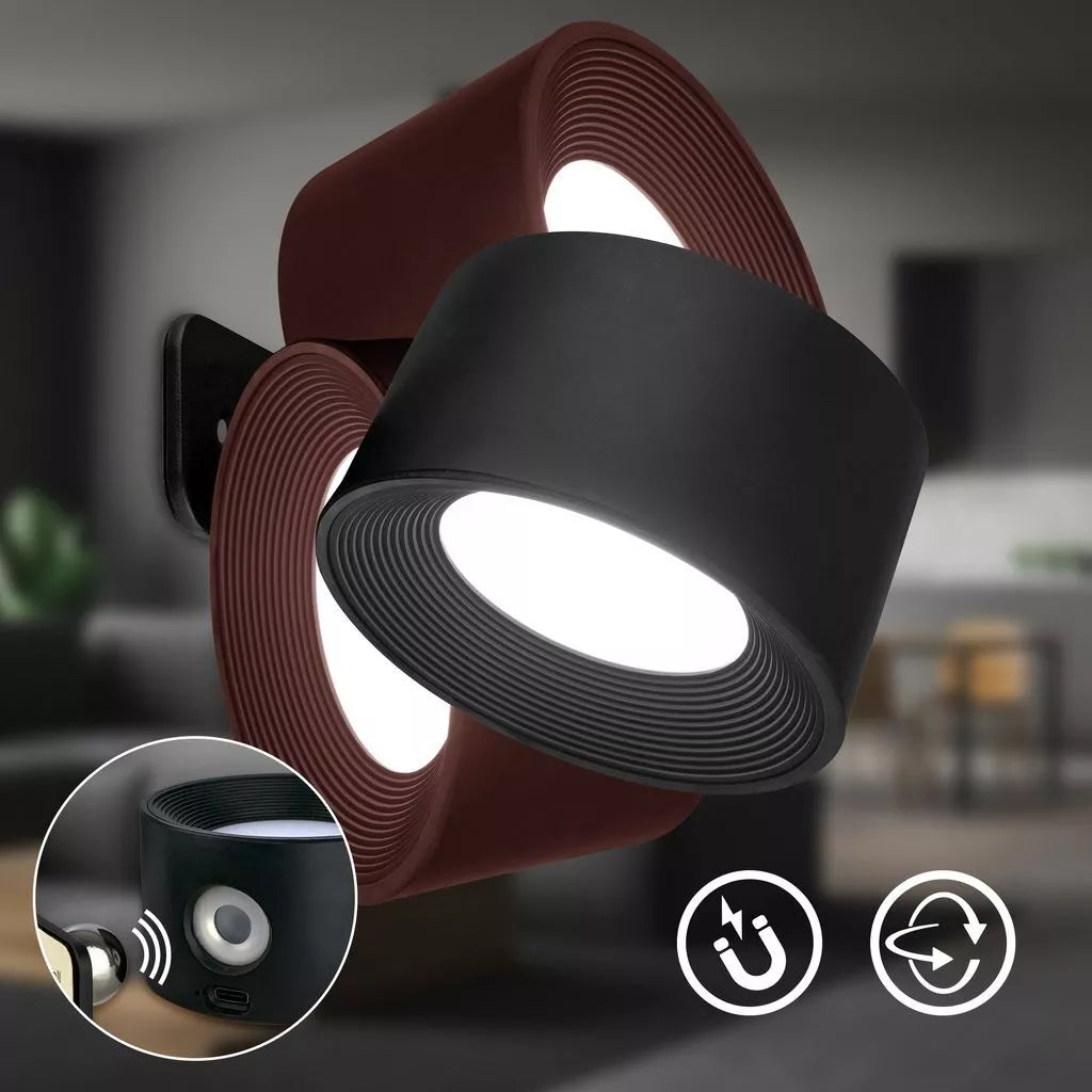 Wireless Charging Wall Lamp – 360° Rotatable LED Light with Touch