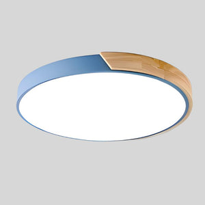 Nordic Wooden Circular Ceiling Light_  Modern Macaroon Design For Living Spaces