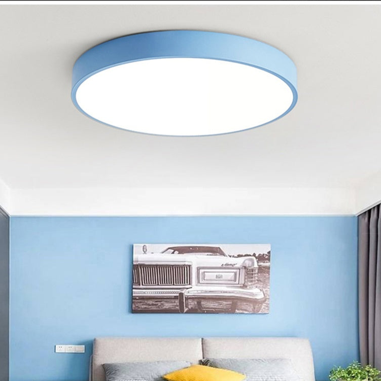 Nordic Wooden Circular Ceiling Light_  Modern Macaroon Design For Living Spaces