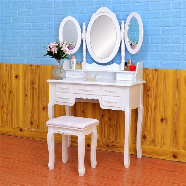 Foldable Mirrors White Dressing Table - MOSKBITE