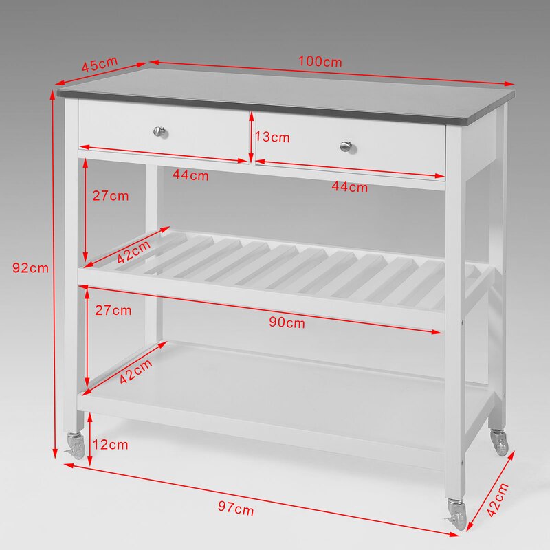 Blossom Kitchen Island with Stainless Steel - MOSKBITE