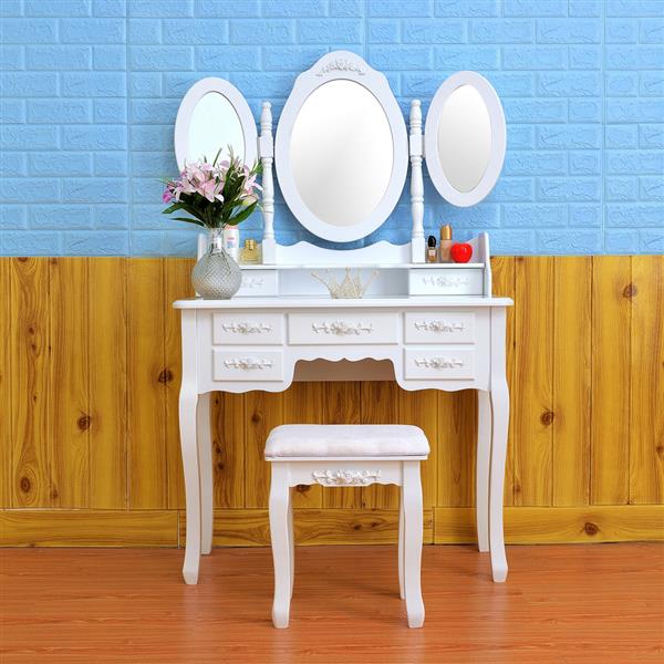 Foldable Mirrors White Dressing Table - MOSKBITE