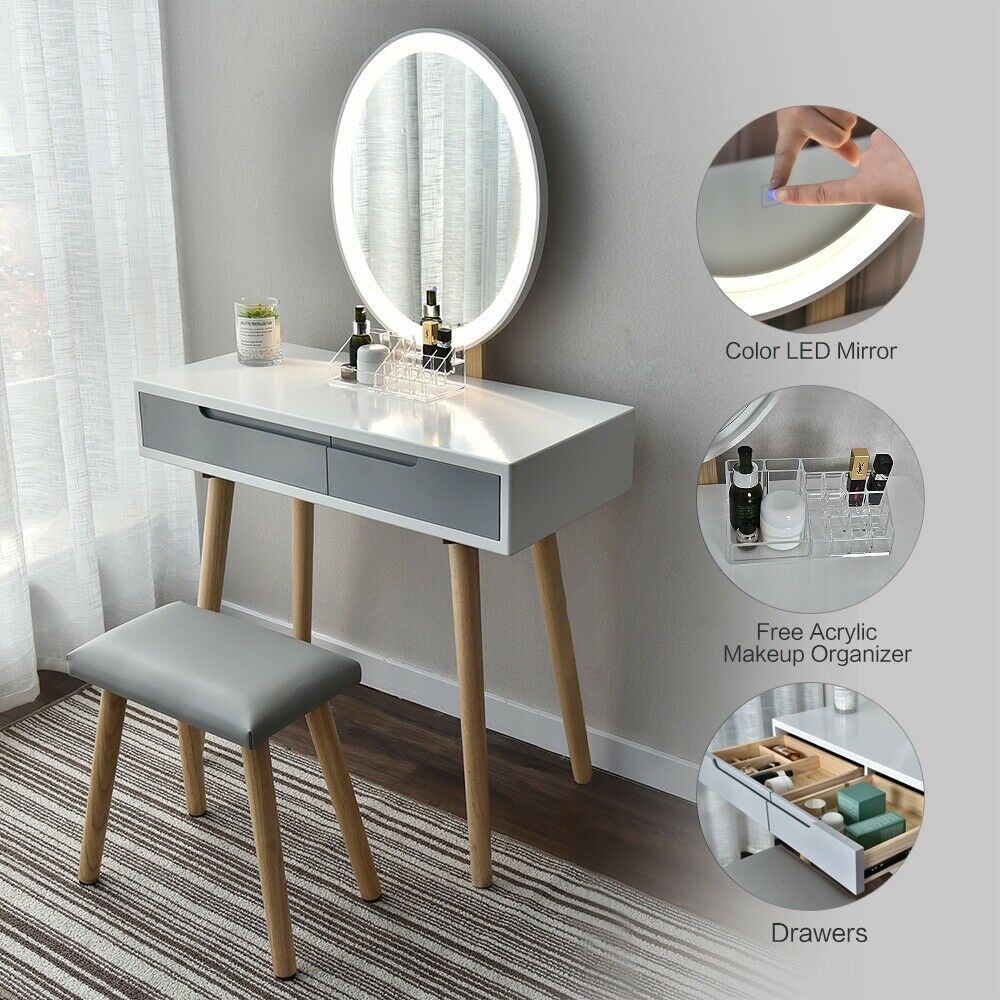 Modern Dressing Table Stool Vanity Set Makeup Desk - MOSKBITE