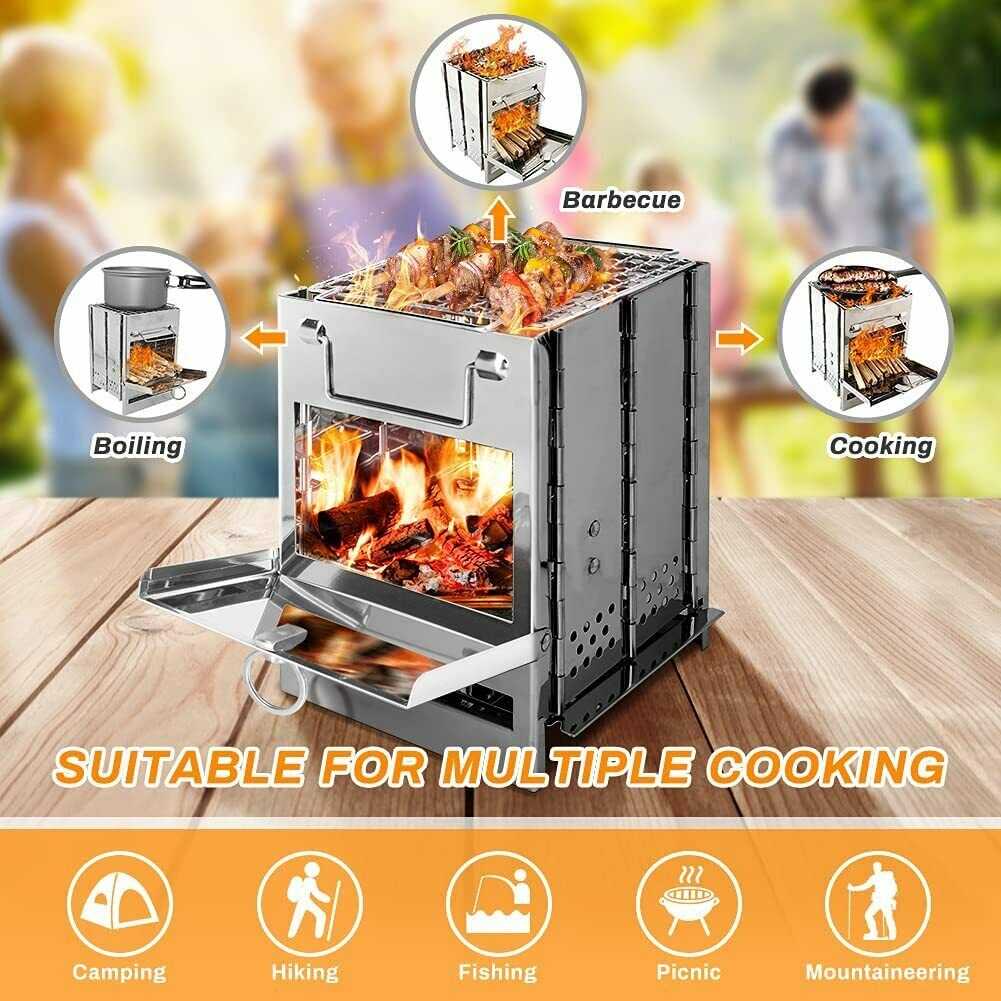 Portable Wood-Burning Camp Grill Stove - MOSKBITE