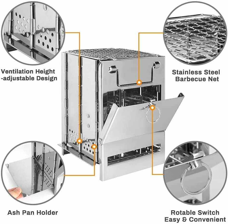 Portable Wood-Burning Camp Grill Stove - MOSKBITE