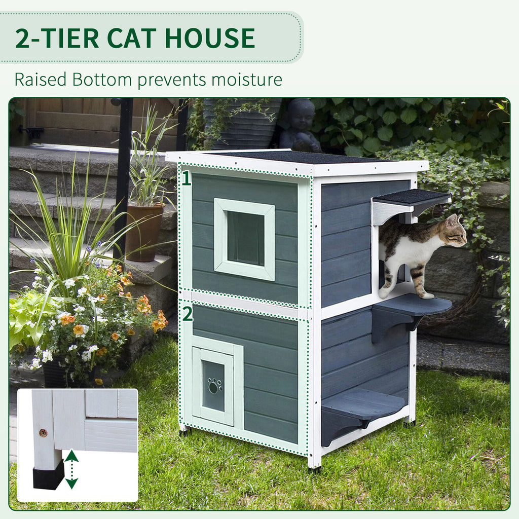Wooden-2-Floor-Cat-House-Kitten-Shelter